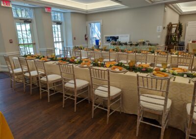 Tables and chairs setup at an event venue in Washington DC.
