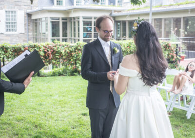 A small wedding ceremony in a garden space at an event venue in in Washington DC